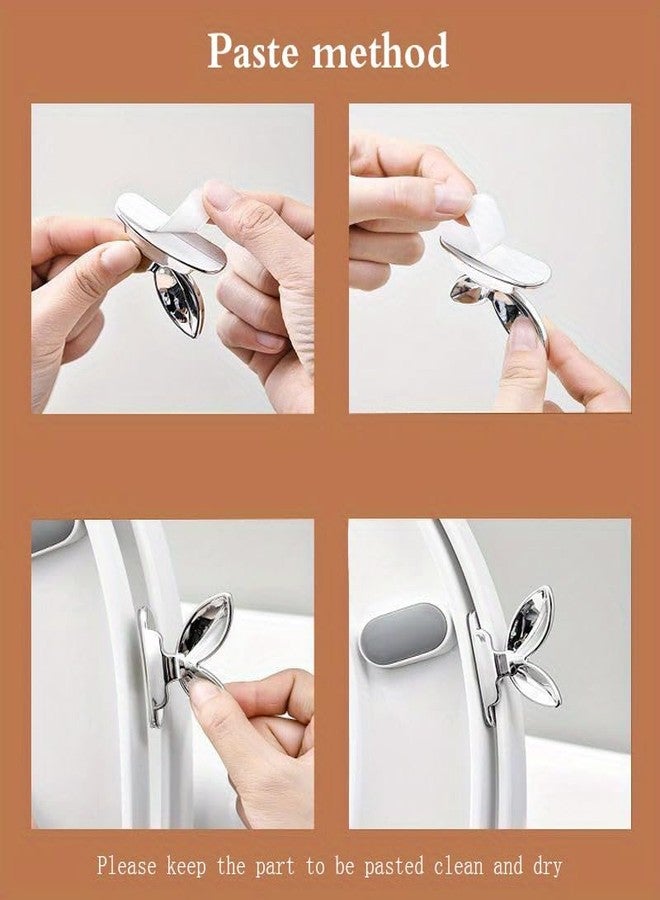 SHOPVILLA Plastic Toilet Lid Lifter, Self Adhesive Avoid Touching Toilet Handle Bathroom Gadgets, Toilet Seat Lifter, Commode Lifting Tool for Office, School, Home Toilet Ring Raiser Clip (Silver) - Image 5
